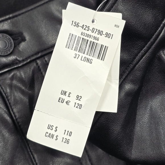 Abercrombie Fitch Pants Womens 37/24L Black 90s Relaxed‎ Jean High Waist Vegan - Picture 5 of 13